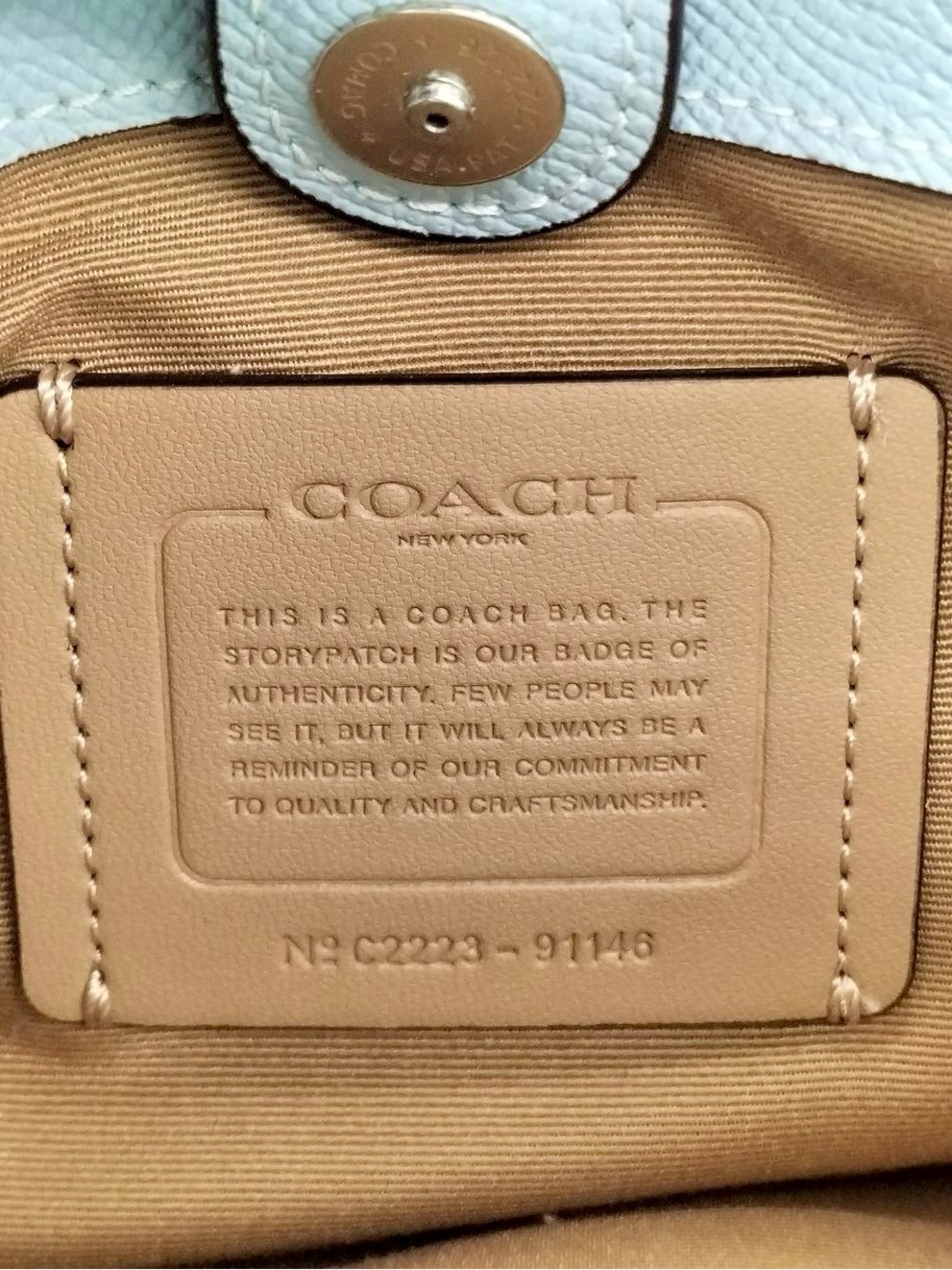 COACH Mini Lillie Carryall Light Teal Crossgrain Leather Satchel Crossbody - Picture 6 of 6